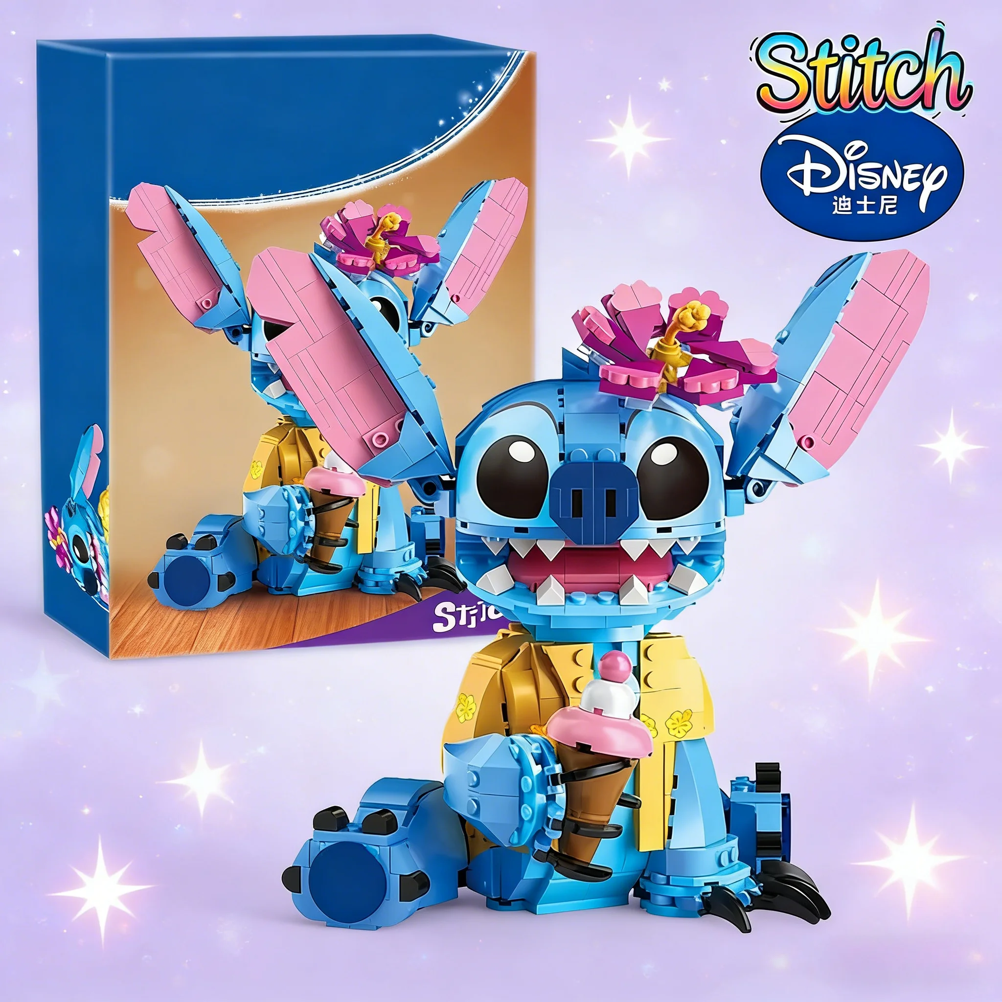 

Christmas Stitch Angel CP Building Blocks 2026-Large Piece Cartoon Toys Moving Ears Kids Assembly Birthday Gift for Boys Girls