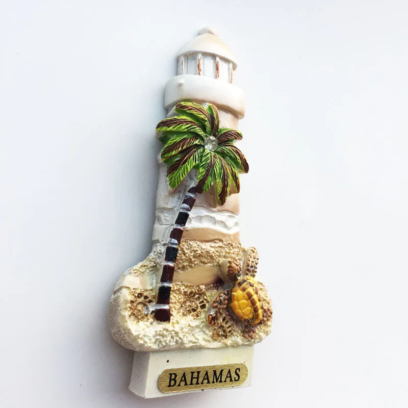 Bahamas Fridge Magnets Lighthouse Boat Rudder Coconut Palm Turtle Magnets for Refrigerators Collection Decorative Arts Crafts