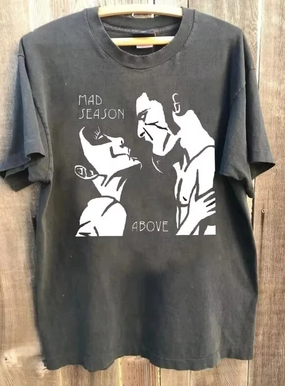 Mad Season Above Rock Punk Short Sleeve Charcoal Color Classic Shirt Summer Men's and Women's T-shirt Top