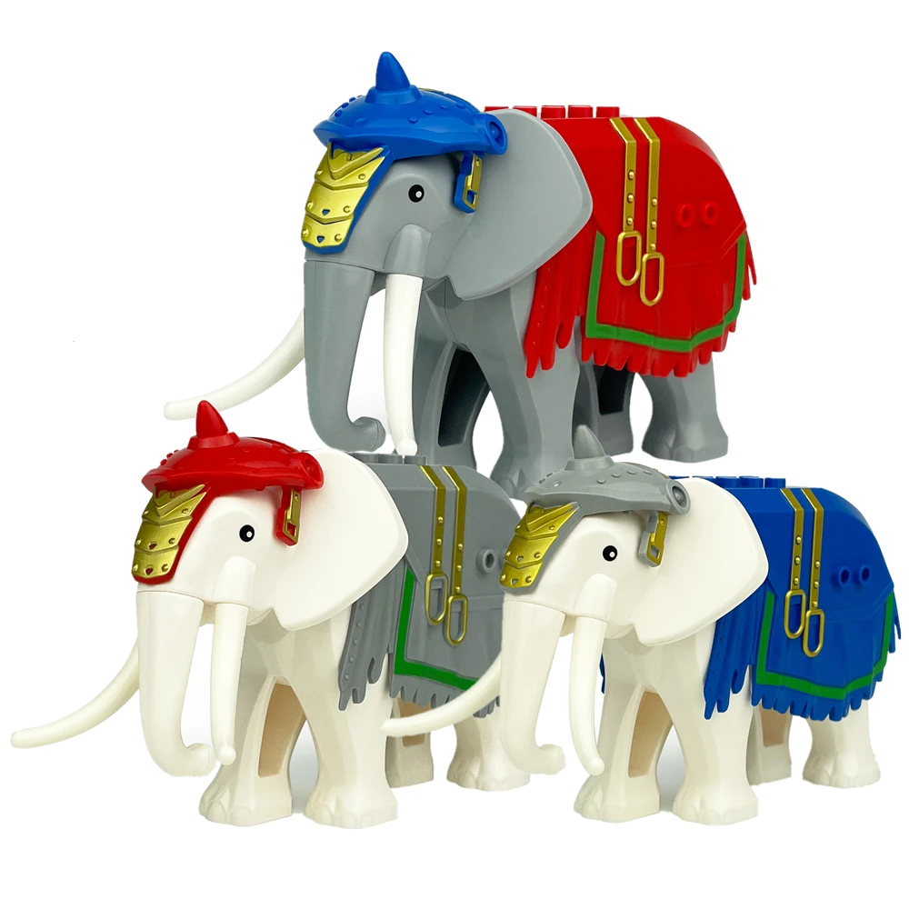 MOC Stad Dier Bouwsteen Middeleeuwen Ridder Oorlog Olifant Figuren Dierentuin Fram Accessoires Bakstenen Kinderen Speelgoed Gift