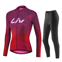 Liv-Cycling Jersey Set for Women, Bicycle Sportwear, MTB Maillot, Road Bike Uniform, Long Sleeve, Autumn Clothing