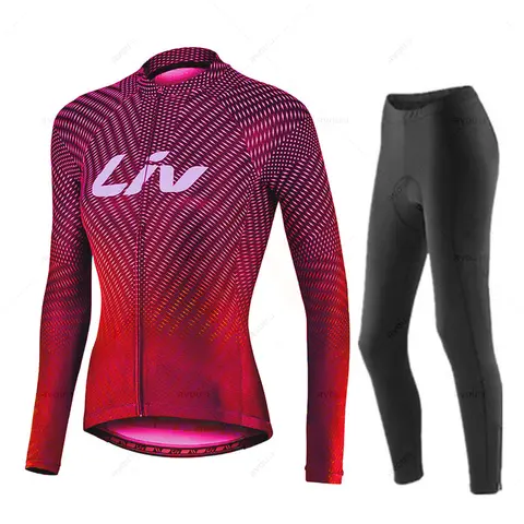 Liv-여성용 사이클링 저지 세트, 자전거 스포츠웨어, MTB Maillot, 로드 바이크 유니폼, 긴팔, 가을 의류