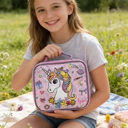 BLING BABIES Children's tote, lunch bag, double sided unicorn sequin design, pink and purple, suitable for carrying food