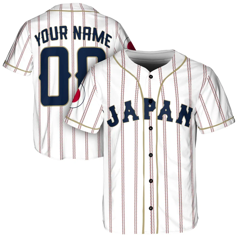 Custom Japan Baseball Jersey Personalized Name Number Print Sporty Patriotic Casual Tops Wholesale Dropshipping Fast Delivery