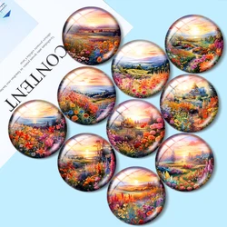 Watercolor Sunset Garden 12mm/18mm/20mm/25mm Round photo glass cabochon flat back Making findings for bracelets