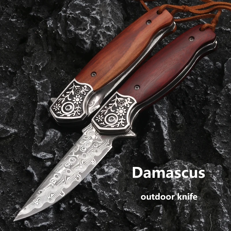 

VG10 Damascus Folding Pocket Knife Tactical Portable Durable Military Outdoor Camping Survival Hunting Self Defense Multitool
