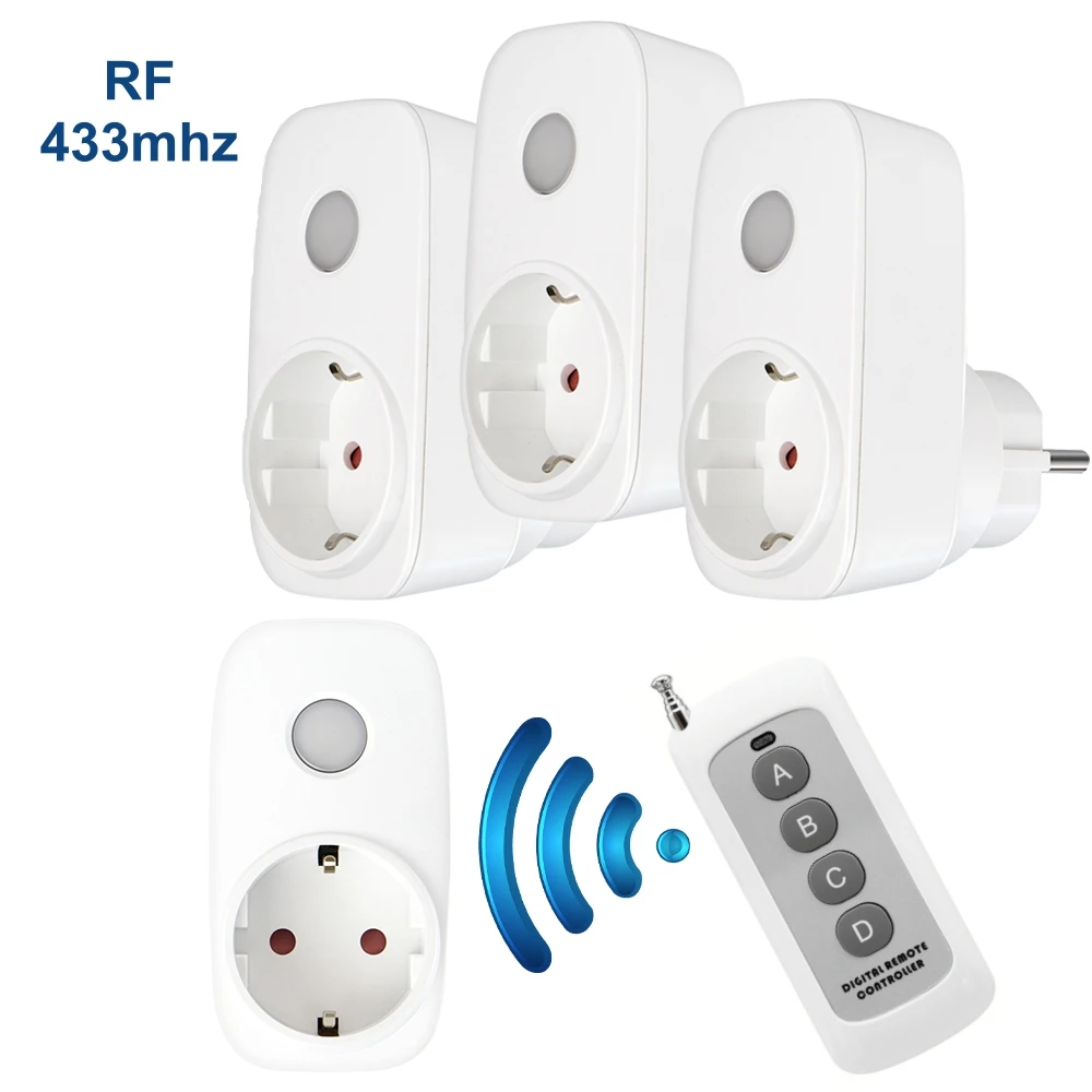 Remote Control EU Socket Smart Wireless Remote Power Wall Plug French Programmable Sockets RF 433mhz Plugs  For Home Appliance
