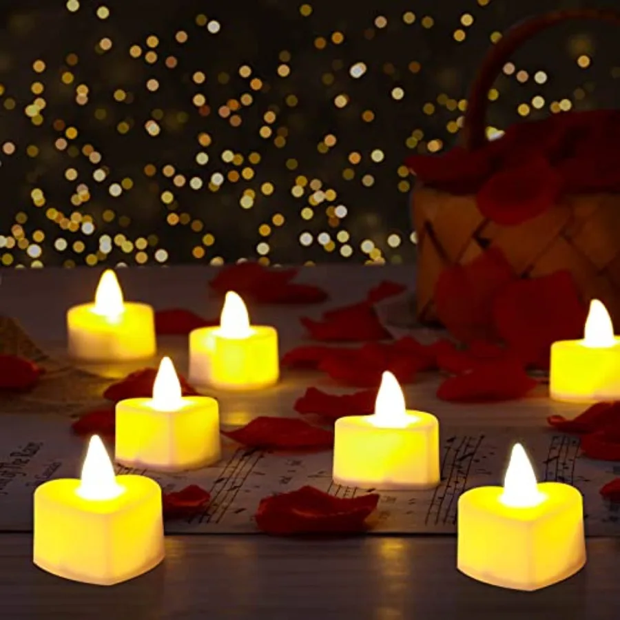2000 Pieces Artificial Rose Petals with 24 LED Tea Lights Candles, Romantic Decorations Special Night Set for Night, Warm White