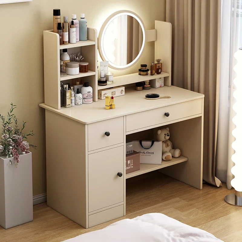 

Dresser bedroom modern simple small apartment new cream wind bedside table integrated makeup table