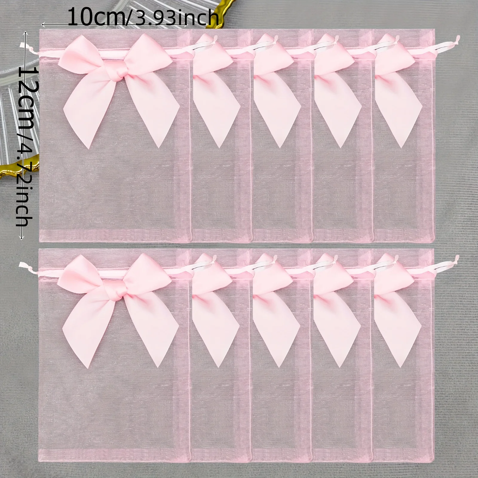 10 Stück Polyester transparente Hartgarn-Schmuckbeutel, Kordelzugbeutel, geeignet für Hochzeitsgeschenktüten – Party-Geschenktüten – Detail 3