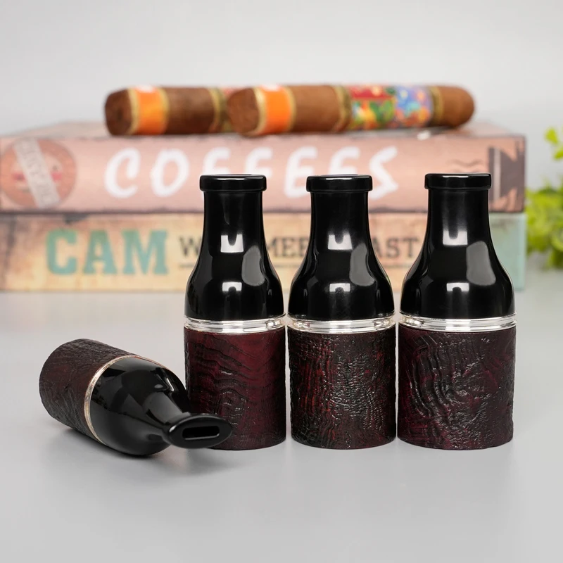 Sandblasted briar wood cigar tube 40 ring 16 mm 44 ring 17.5 mm 48 ring 19 mm 52 ring 21 mm Acrylic stand Cigar extension