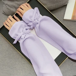 Chiffon Bow Sleeve Cover Women Sun Protection Ice Sleeve Summer Loose Arm Sleeves Solid Warmers Cover Fashion Accessories