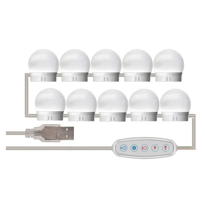 

ABWZ-3 Modes Colors Makeup Mirror Light Make Up Mirror Wall Lamp Vanity Mirror With Lights USB 12V Hollywood