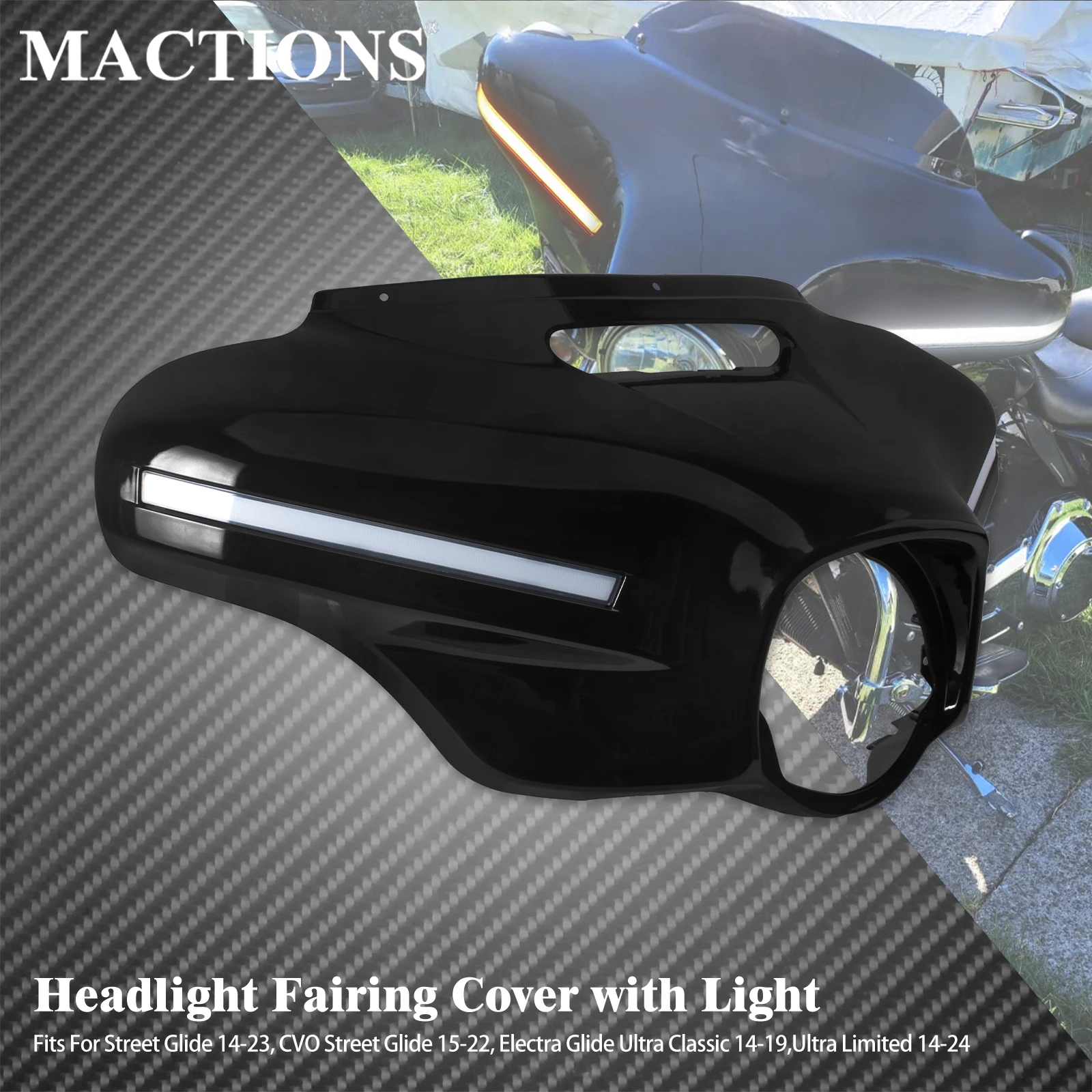 Headlight Fairing LED Outer Batwing Cover Turn Signal Light For Harley Touring CVO Street Electra Glide Ultra Limited 14-24