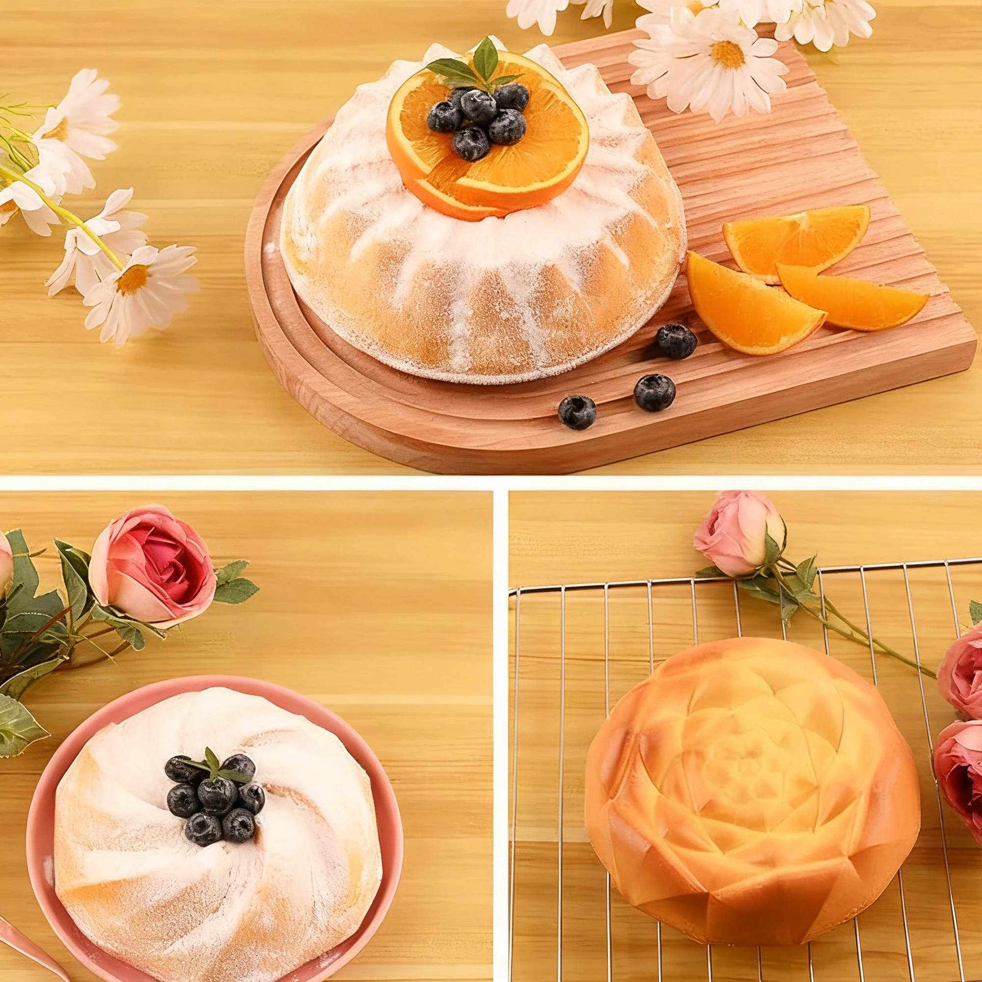 3-Pack Round Silicone Cake Molds Non-Stick for Jelly Cake Cheese Cake, Strawberry Tart, Brownie, Pie Making Kitchen Baking Tools