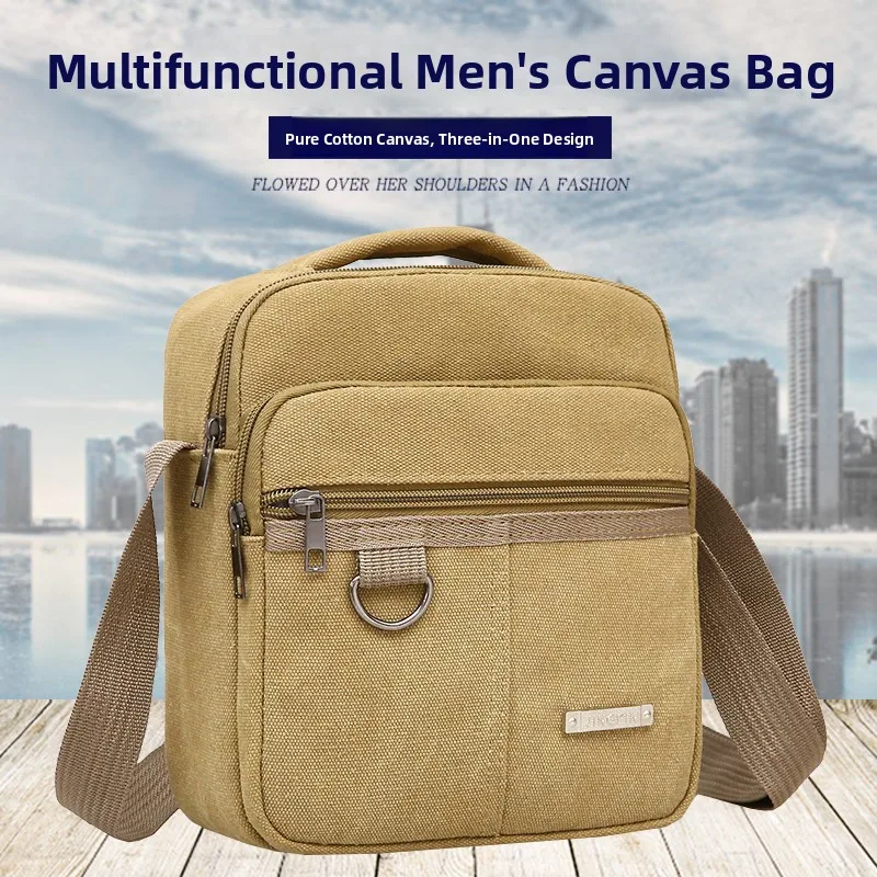 

Casual Canvas oulder Bag for Men Outdoor Busin Sle Trendy Korean Version Single Strap Crossbody Bag Soft Polyester