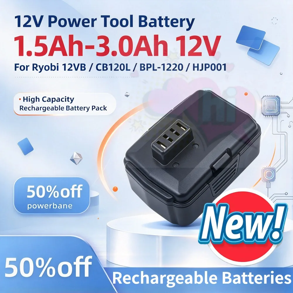 Power Tool Rechargeable Battery 12V for Ryobi 3Ah 2.0Ah 1.5Ah Batteries for Ryobi 12V CB120L BPL-1220 HJP001 Electric Drills