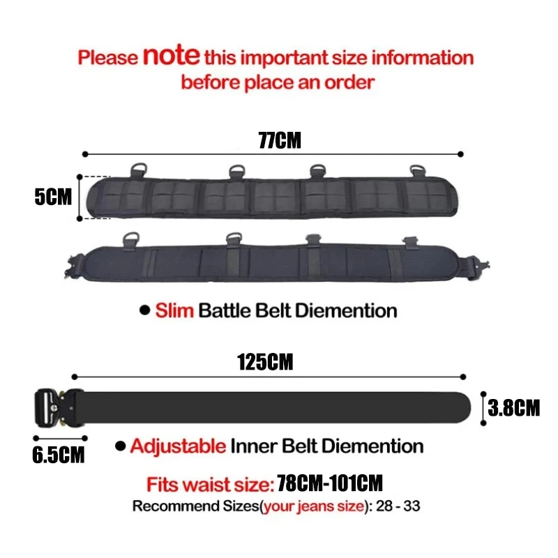 Outdoor Molle Tactical Waistband Multifunctional Buckle Patrol Waistband Tactical Duty Waistband Hunting Nylon Tactical Belt