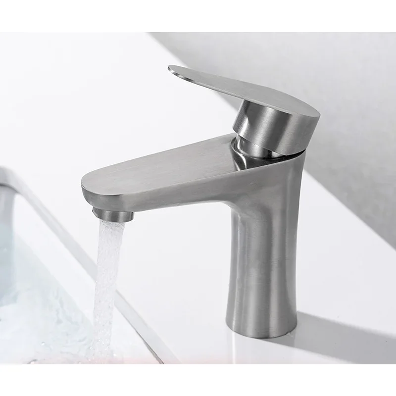 Stainless Steel Sink Faucet High Short Basin Faucet Bathroom Toliet Deck Mounted Hot Cold Water Basin Mixer Taps