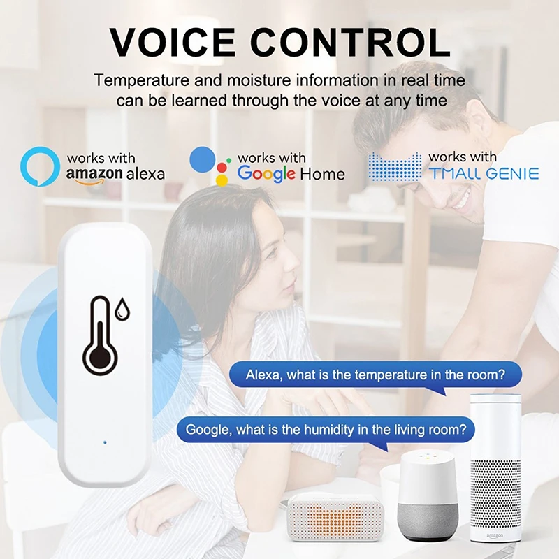 Tuya Zigbee 와이파이 온도 습도 센서 앱 원격 모니터, 홈 연결 온도계, 스마트 라이프, 알렉사 구글 어시스턴트 포함