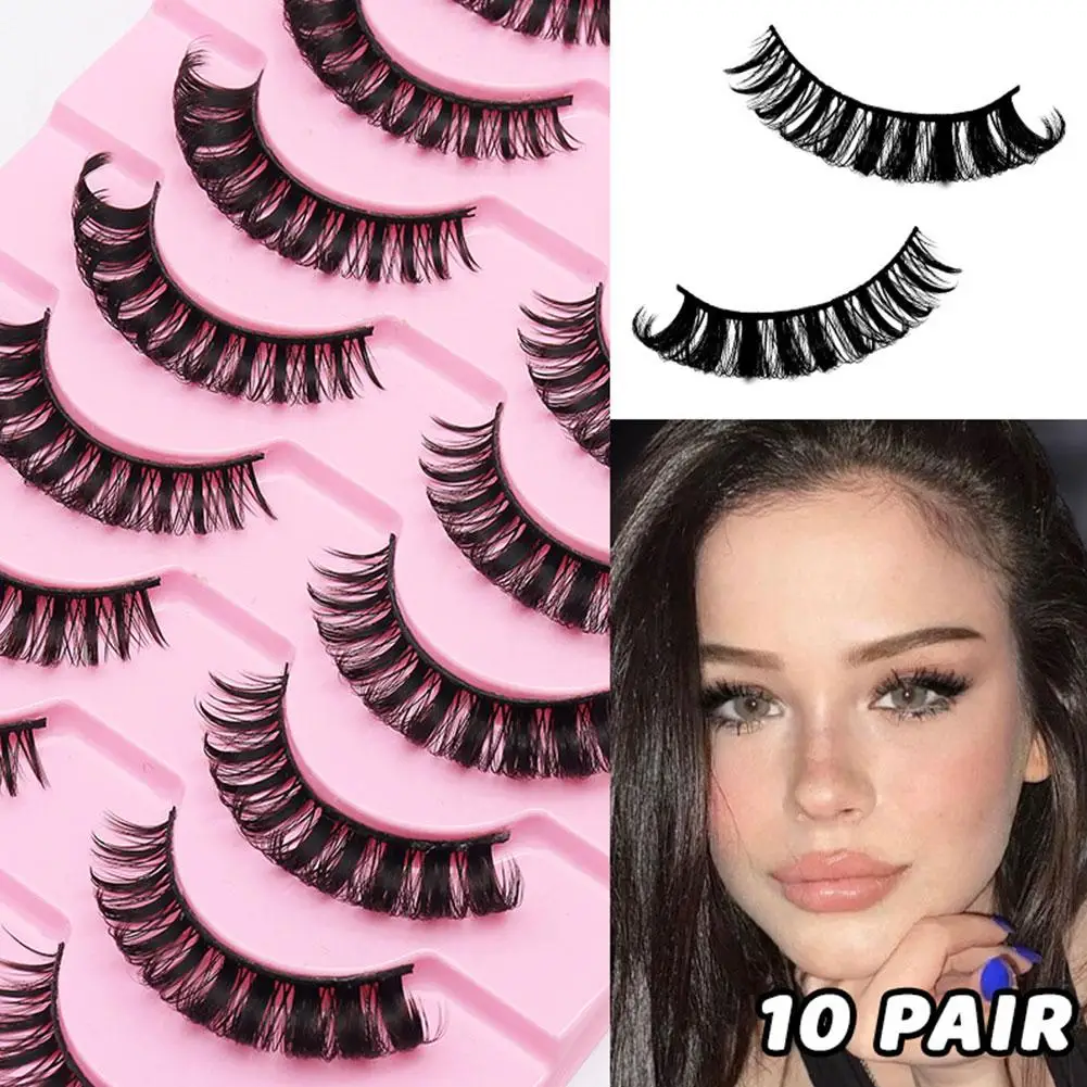 DD Krul Dikke Natuurlijke Valse Wimpers - 10 Paar Zachte Lichtgewicht Piekerige Wimpers Pluizig Volume Oogmake-up Tool