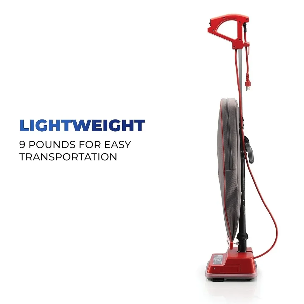 Commercial Upright Bagged Vacuum Cleaner, Lightweight, 40ft Power Cord, U2000R1, Grey/Red