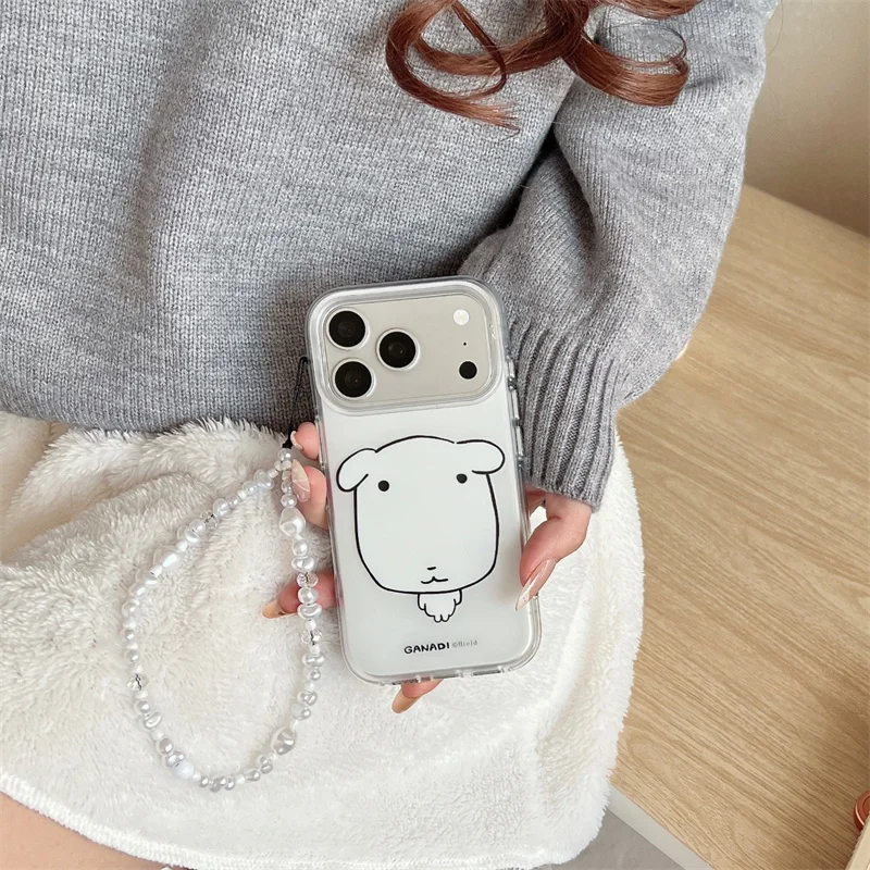 

Cute Big Head Dog Puppy Phone Case For iPhone 17 Pro 16 15 14 Pro Max with Double-Sided IMD Frosted Shockproof 17pro Cover