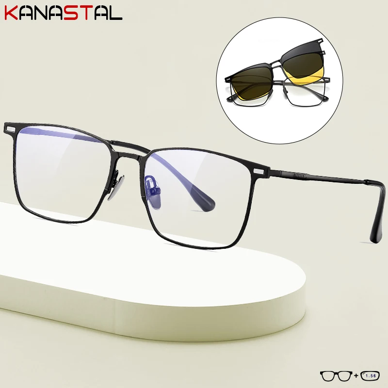 Men Blue Light Blocking Lenses Prescription Reading Glasses Myopia Eyewear Women Metal Eyeglasses Frame Night Vision Sunglasses