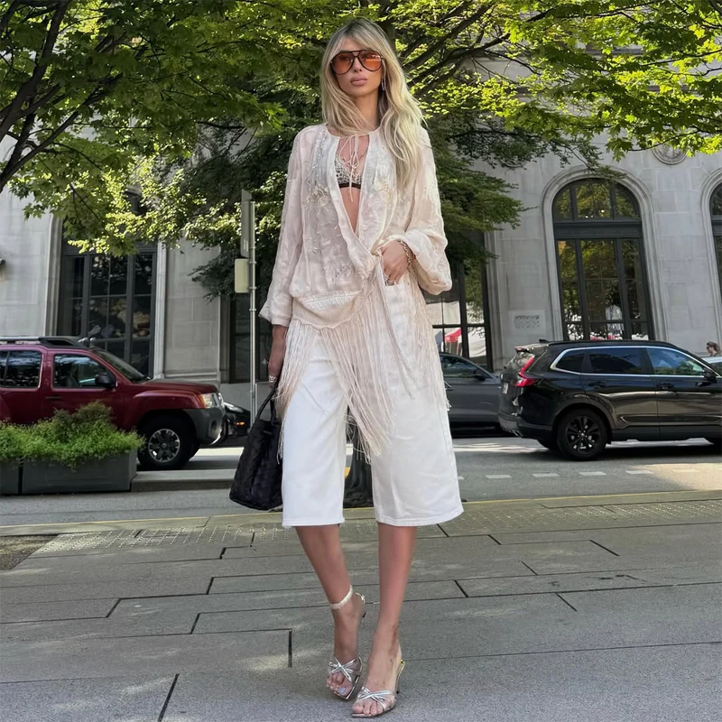 Women's Peach Fringe Bodycon Skirts Women Sexy V-shape Gold Fringe Slim Fit Midi Skirt 2026 Summer Beach Vacation Outfit New 25 See023085f33942a6956ab393fc1a655eZ