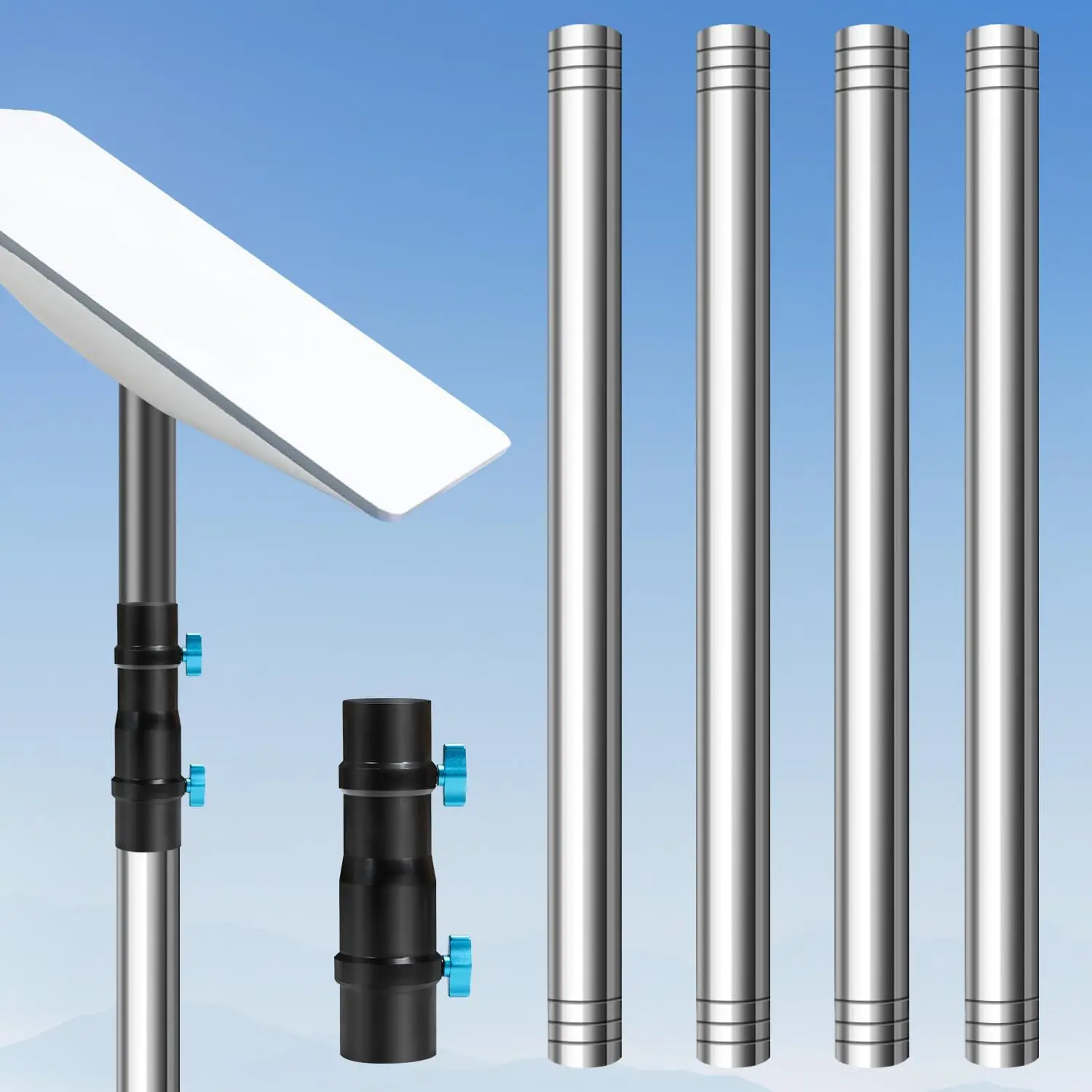 Support sur poteau, kit de montage pour camping-car comprend un poteau durable de 1,5 po de diamètre, support sur poteau au sol de 7 pieds, 4 sections · Vente directe d'usine