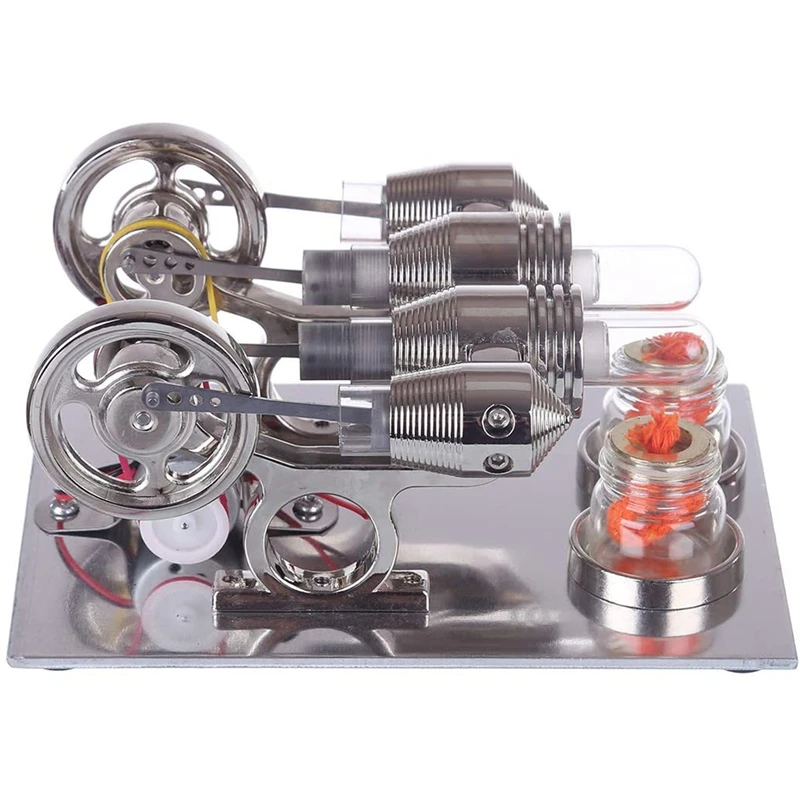 Double Cylinder Stirling Engine Model Physics Science Experiment Educational Science Toy For Kids Adults