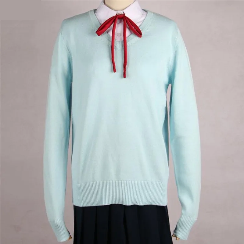 Spring Autumn Students Girls Boys Sweater School Uniforms Long Sleeved V-neck Solid Color Women Knitwear Pullovers Inner Match