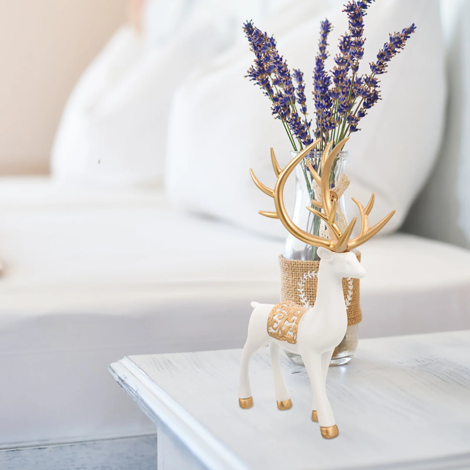 

Resin Deer Statues Christmas Reindeer Decor Tabletop Centerpiece Home Office Holiday Party Elk Decoration Small Reindeer