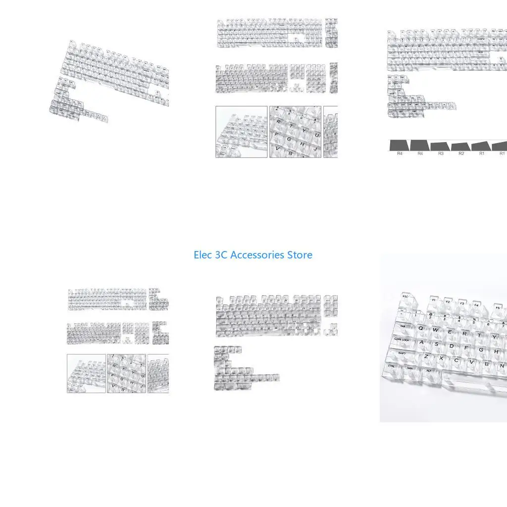 Y51A 132PCS Transparent 10mm Profile Keycaps For Gaming Mechanical Keyboards