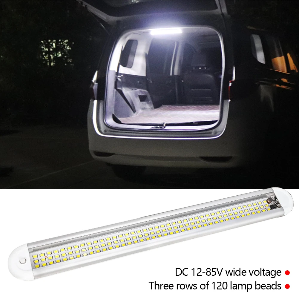 12V-85V 120LED Car Interior Light Bar Strip with ON/OFF Switch for Truck RV Van Lorry Camper Boat Caravan Motorhome