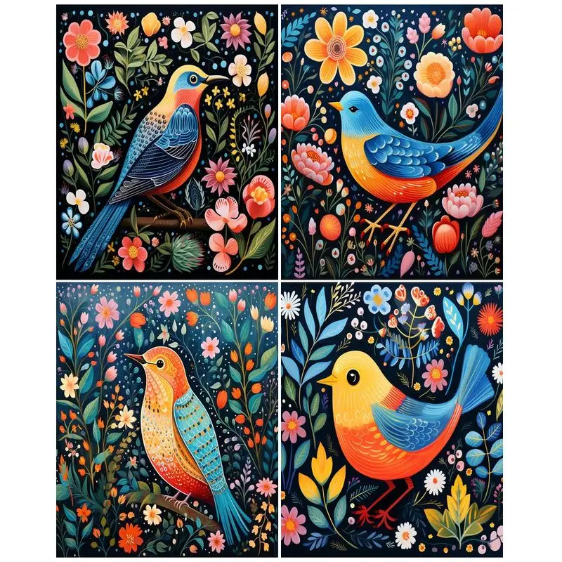 

CHENISTORY Paint By Number Flower Bird Kits Handpainted Picture By Number Drawing On Canvas Home Decoration For Living Room