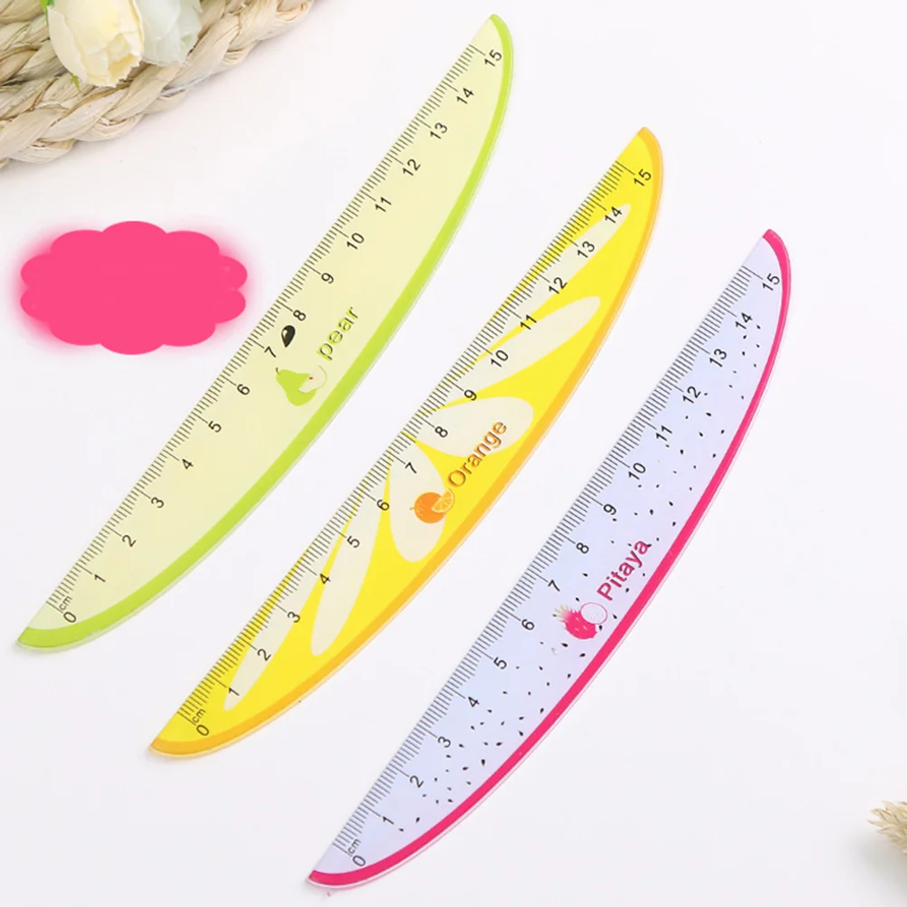 6 قطعة 15 سنتيمتر البلاستيك الكرتون حاكم الفاكهة نمط الإبداعية الطلاب الحكام خفيفة الوزن أداة قياس للأطفال القرطاسية المدرسية