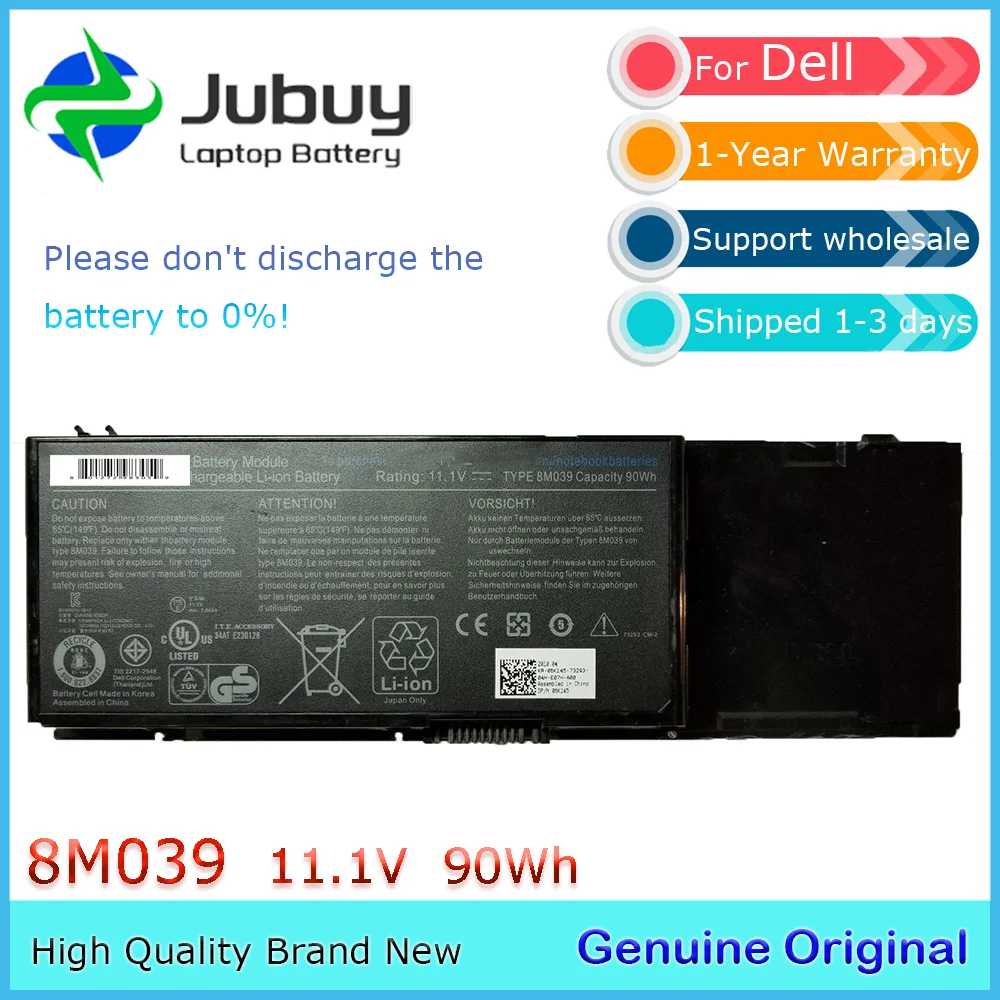 

8M039 11.1V 90Wh Original Laptop Battery for Dell Precision M2400 M4400 M6400 M6500 C565C 03M190
