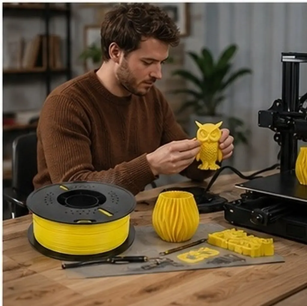 1 Roll 1.75mm Yellow Pla Filament for 3D Printers Seamless Integration Reliable Extrusion Glossy Finish Pla 3D