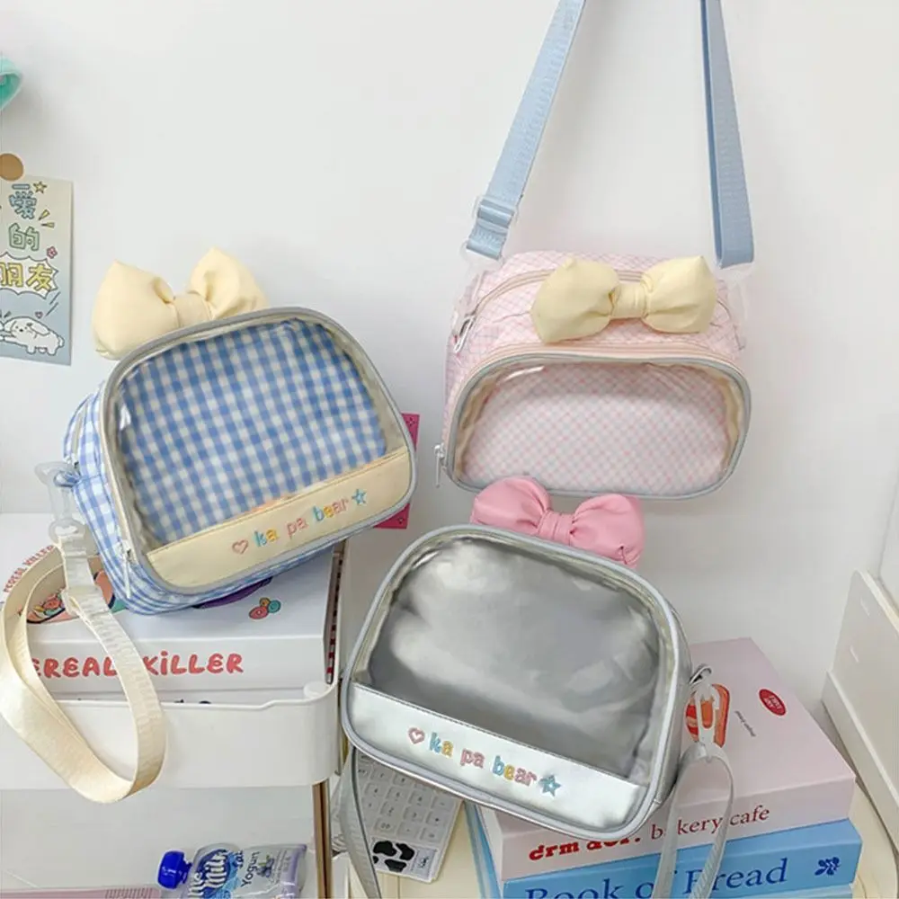 Ins نمط شارة شفافة ويندوز حقيبة كروسبودي أنيمي حقيبة كتف عادية Bowknot عرض حقيبة السلع