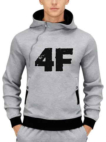 4F Eye-Catching Print Zipper Hoody Man All-Match Fleece Sweatshirt Casual Hooded Autumn Comfortable Zip-Up Fashion Clothing