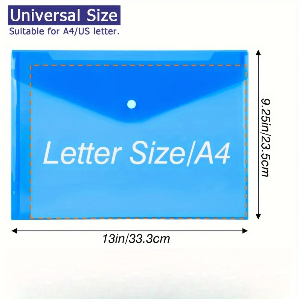A4/Letter Size File Bags with Snap Button Closure - Durable PVC Document Folders for School, Office & Home Organization view 3