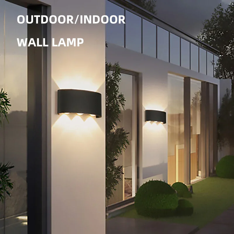 

LED Wall Light Outdoor Aluminum Wall Lamp 4W 6W 8W 10W 12W AC85-265V Up Down Black Modern For Home Garden Bedroom Corridor