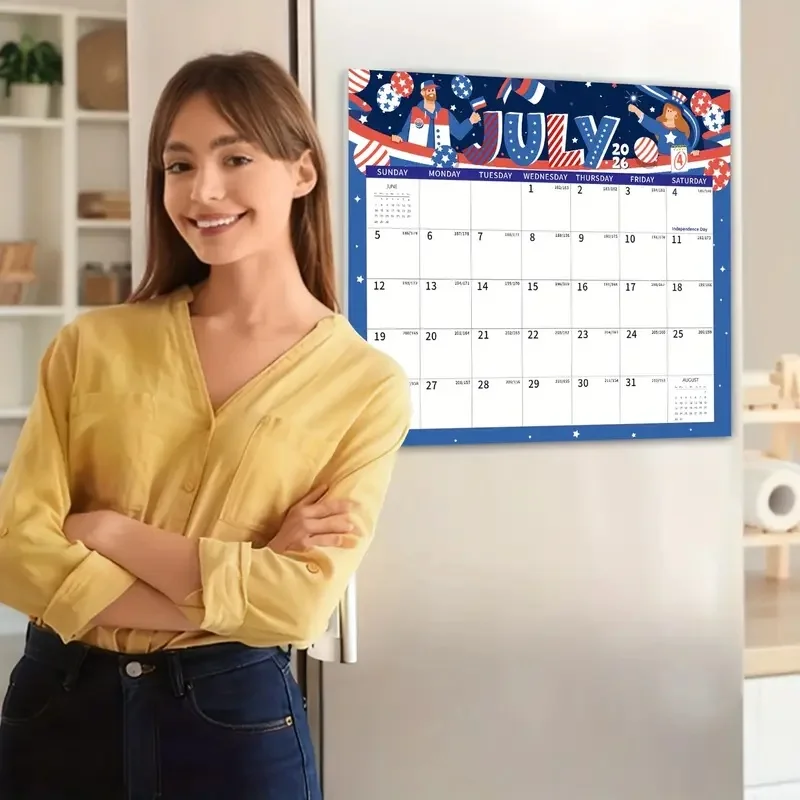 تقويم مغناطيسي 2026-2027، 18 تقويمًا شهريًا من يناير 2026 إلى يونيو 2027 مع تقويمات ثلاجة للعطلات