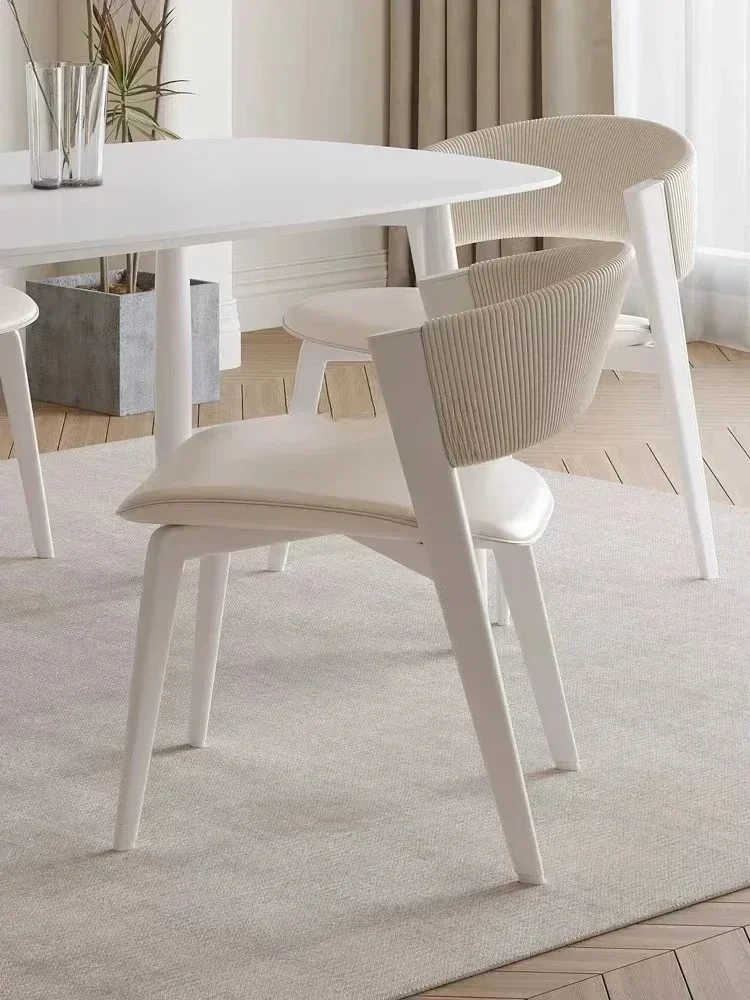 Light Luxury Modern Simple Home Chair Cream Style Dining Chair Italian White Dining Chair