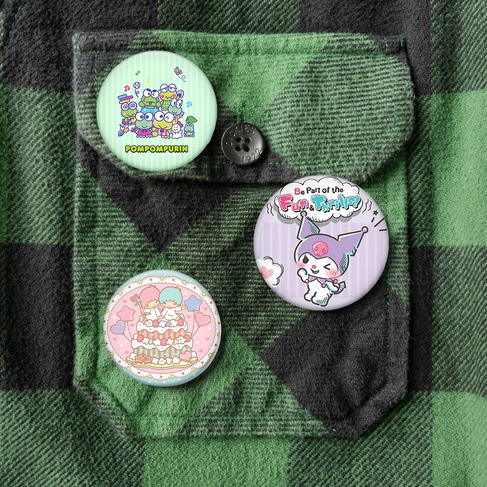 Leuke Hello Kitty Knop Metalen Pinnen Handgemaakte Blik Broche Cartoon Kuromi Cinnamoroll Figuur Cosplay Badge Rugzak Accessoires