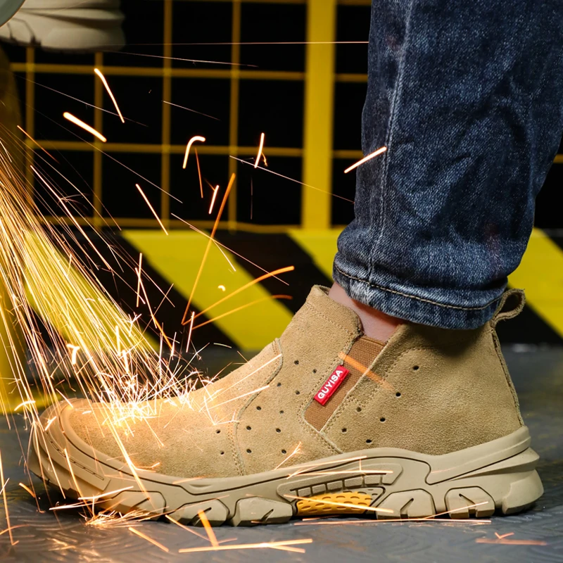 2025 New welding shoes for Men, anti smashing, anti piercing Safety Shoes suede leather, construction site protection Work boots