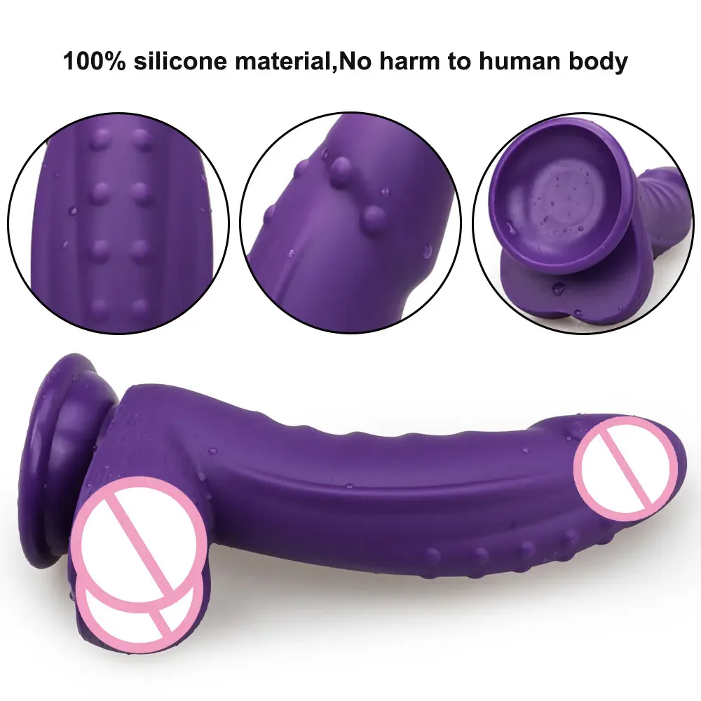 7inch Purple Color Realistic Silicone Dildo Simulated Fake Penis Soft Butt Anal Plug Female Vagina Stimulator Sexy Tool Sex Toys