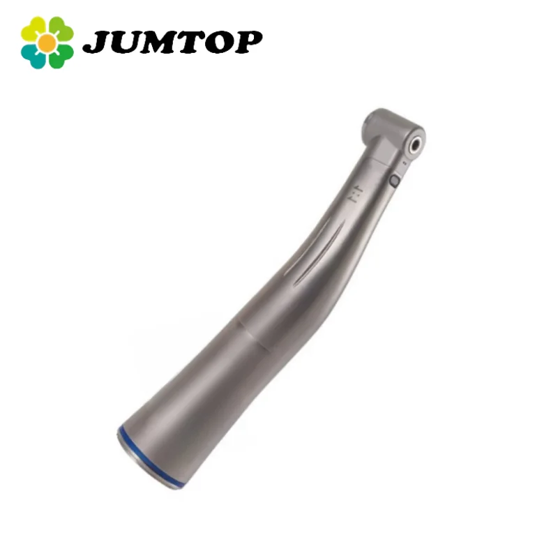 

JUMTOP Dental 1:1 LED Low Speed Contra Angle Headpiece Blue Ring Air Turbine Push Button Chuck Fiber Optical Handpiece