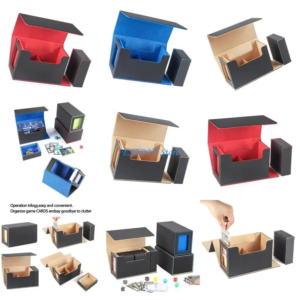 

G6DE Trading Card with Tray PU Gathering Card Toy Container Game Card Collectors Protective Card Storage Case
